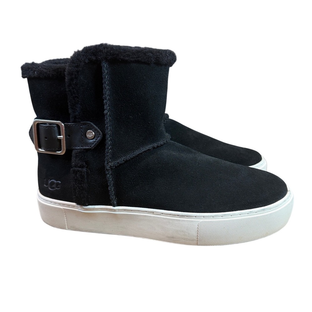 UGG Aika Black Suede High Top Buckle Sneaker Boots Women Size 8 S/N 1104069